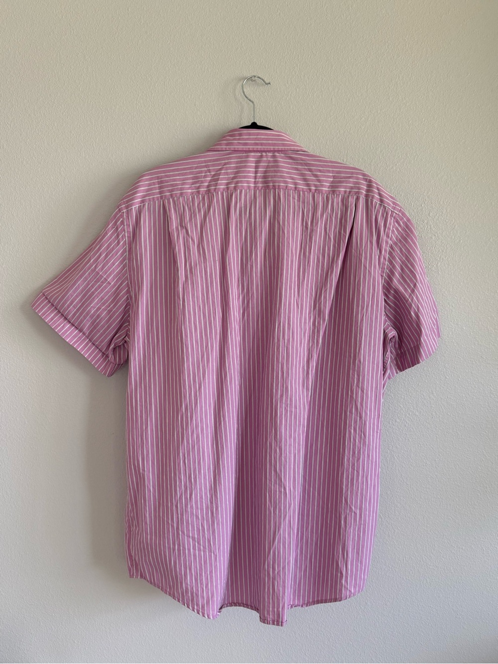 Lacoste Men’s Pink and White Striped Short-Sleeve Button-Down Shirt - Picture 4 of 4